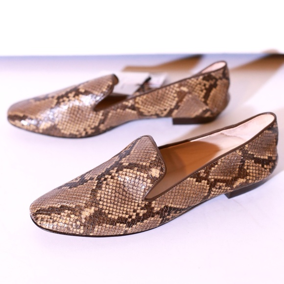 snakeskin flat mules